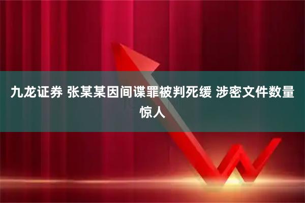 九龙证券 张某某因间谍罪被判死缓 涉密文件数量惊人